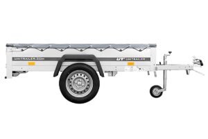 Remolque de coche UNITRAILER Garden Trailer 200 KIPP 200x106 cm con rueda jockey y lona (750 kg)