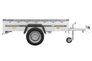 Remolque de coche UNITRAILER Garden Trailer 200 KIPP 200x106 cm con rueda jockey y lona (750 kg)