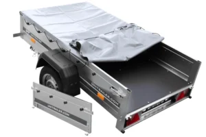 Remolque de coche UNITRAILER Garden Trailer 200 KIPP 200x106 cm con rueda jockey y lona (750 kg) - Imagen 4
